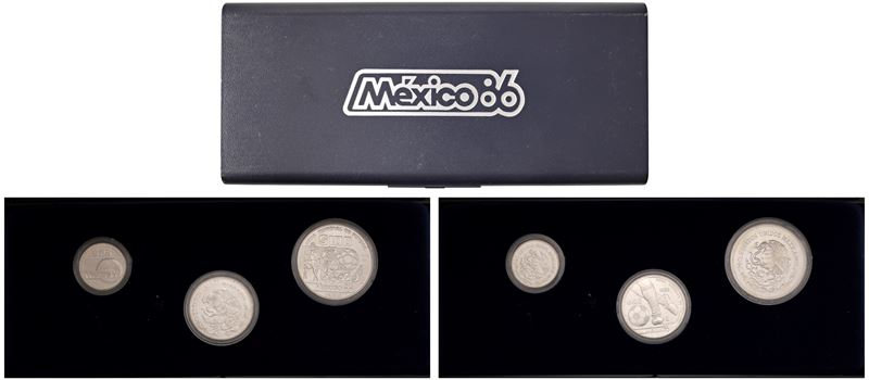 Set mondiali di calcio '86, contenente 3 monete, 1985.