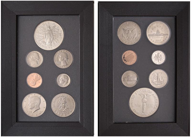 Proof prestige set, contenente 7 monete, 1989.