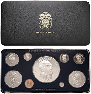 Proof set contenente 9 monete, 1975, Franklin mint.