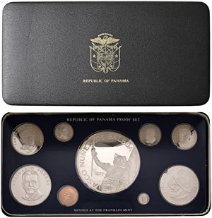 Proof set contenente 9 monete, 1977, Franklin mint.