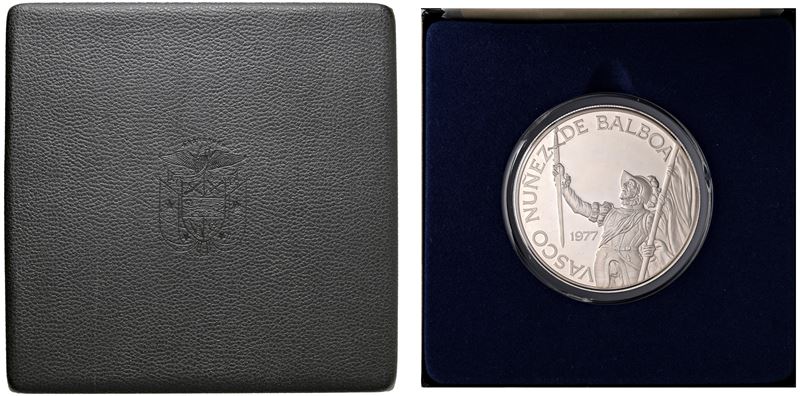 20 balboas 1977, Franklin mint, in cofanetto.