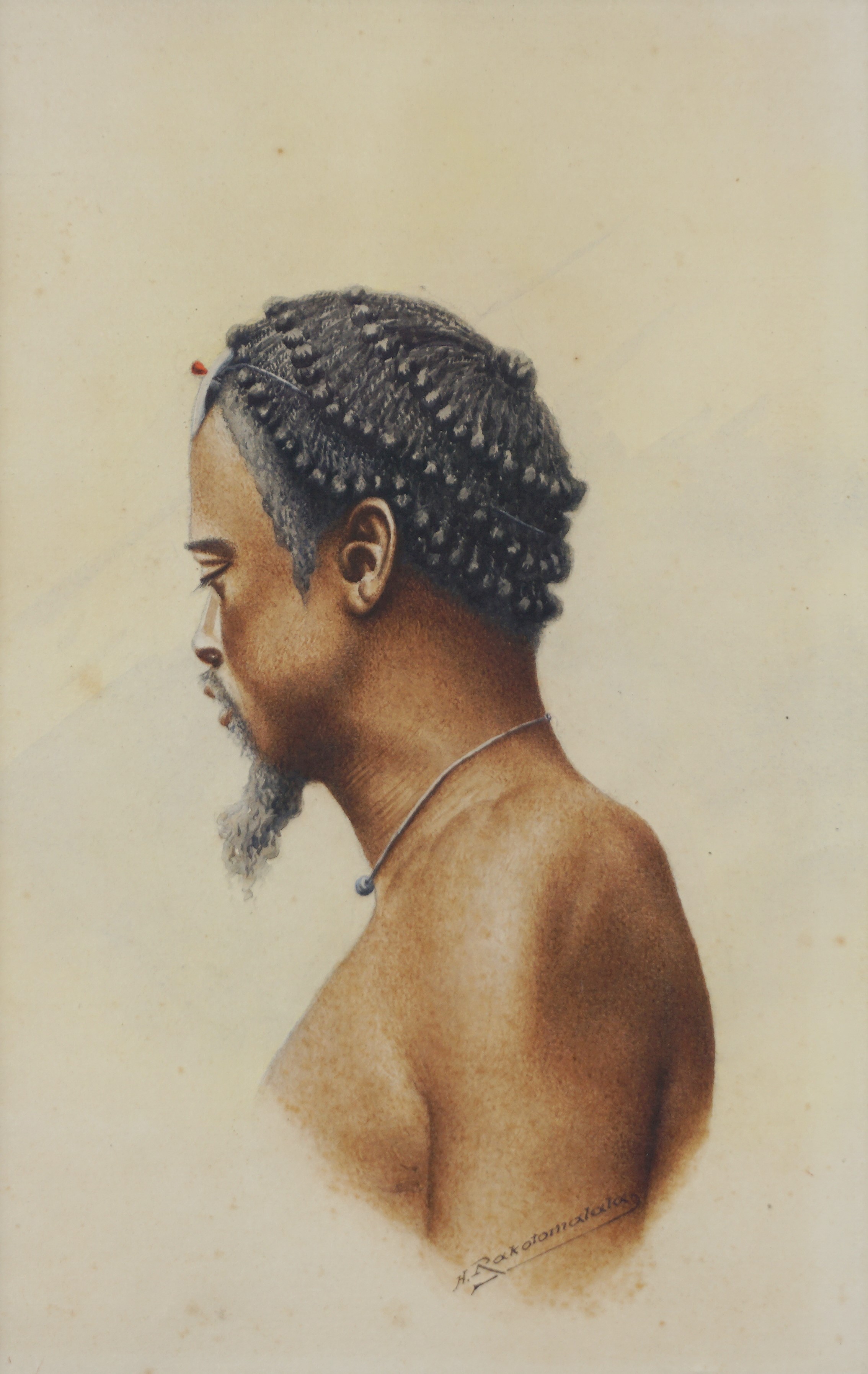 A. Ramiandrasoa - Artista non specificato, Coppia di acquarelli su carta raffiguranti ritratti