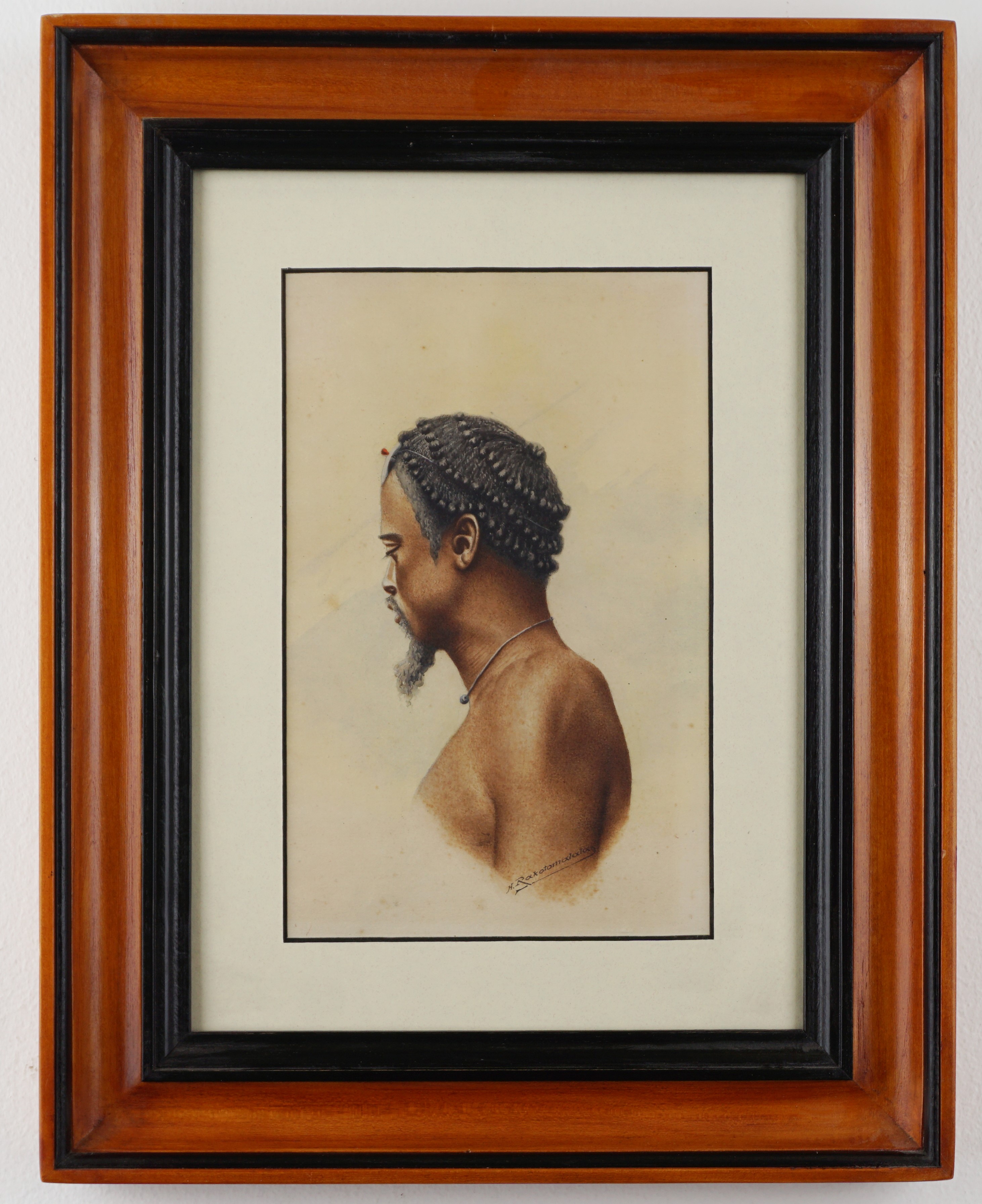 A. Ramiandrasoa - Artista non specificato, Coppia di acquarelli su carta raffiguranti ritratti