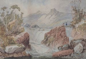 Paesaggio montano con cascata