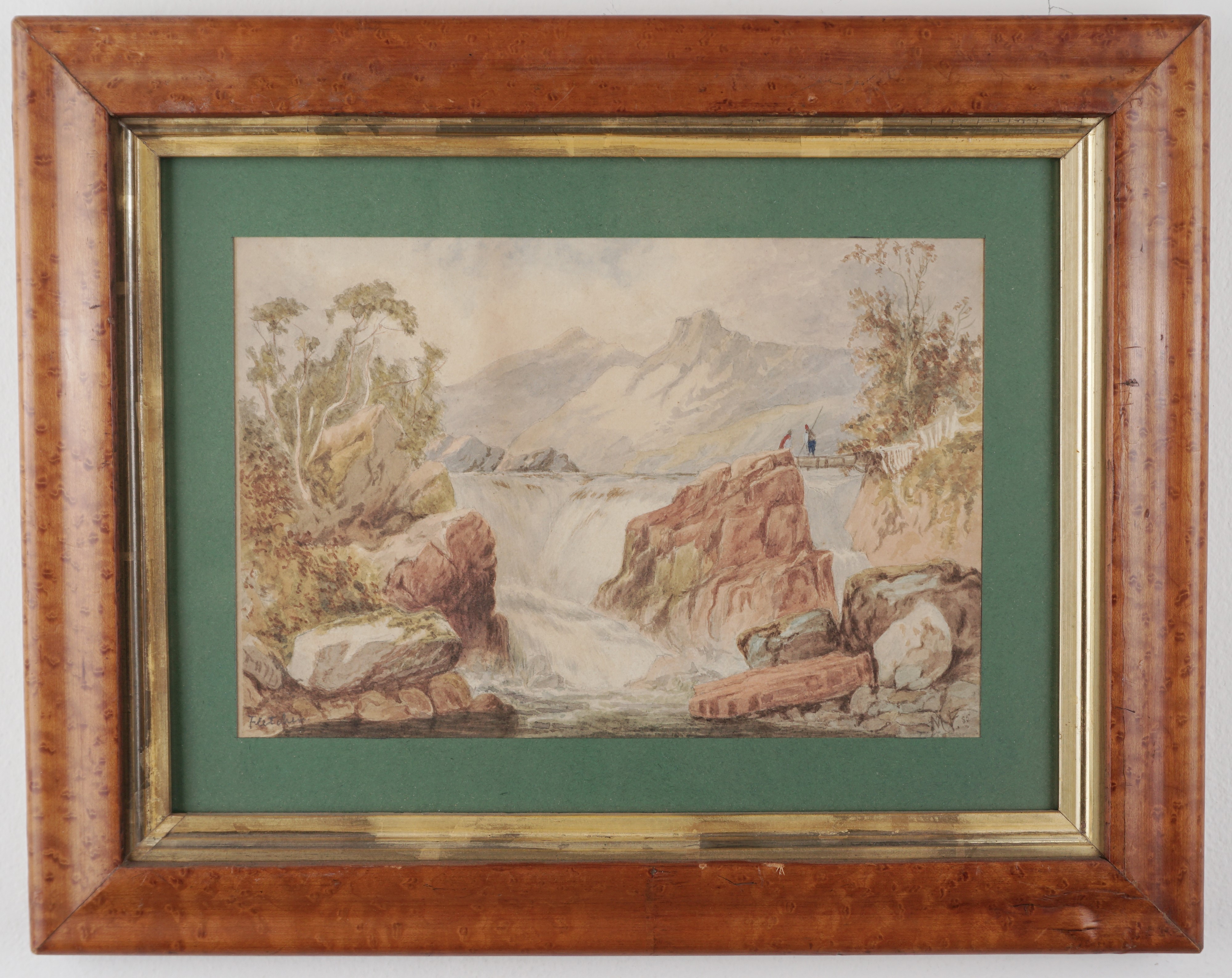 Scuola Inglese, Secolo XIX - Scuola inglese, Paesaggio montano con cascata