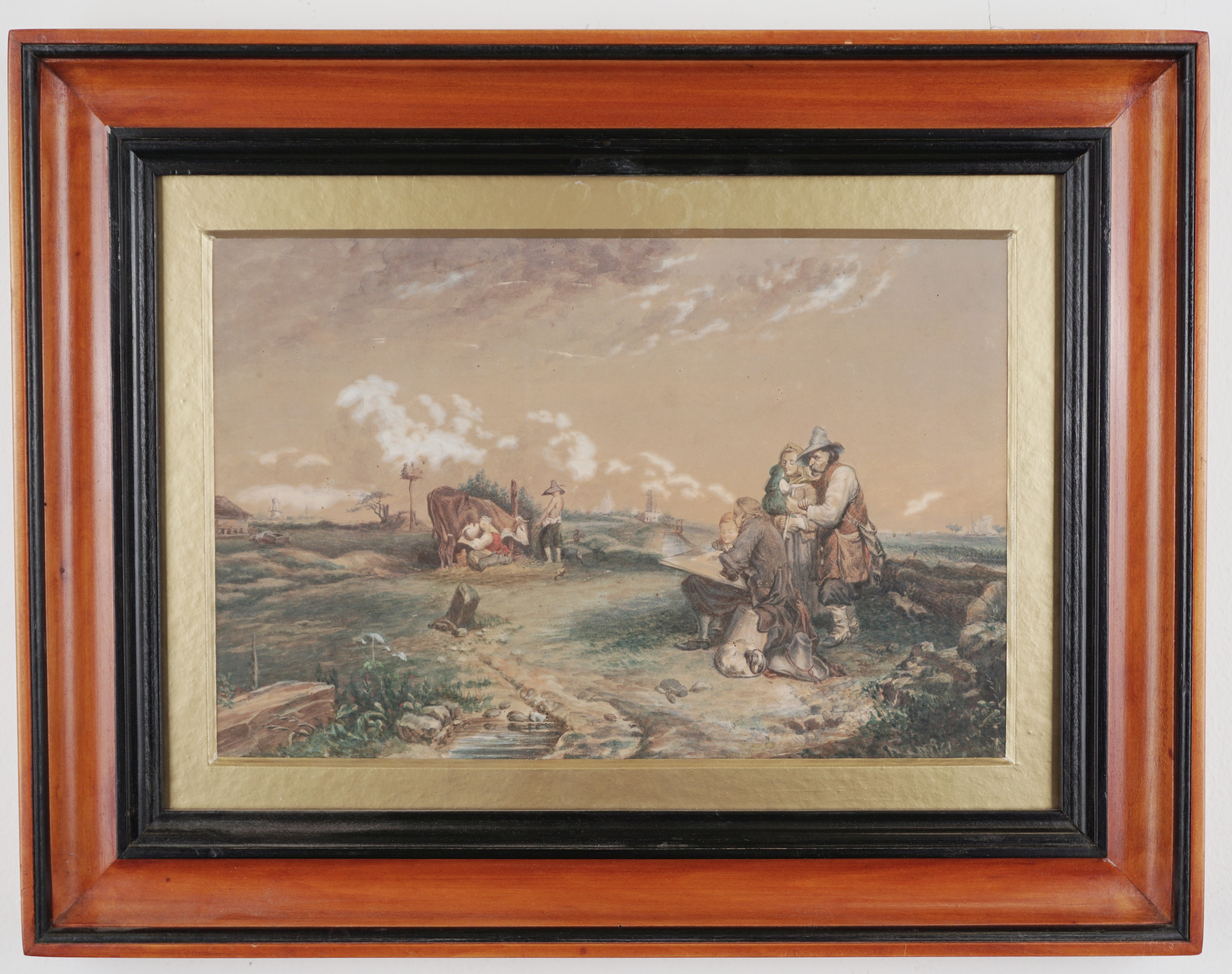 Paesaggio con contadini e ritratto di pittore