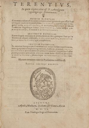 Terentius, in quem triplex edita est P. Antesignani Rapistagnensis commentatio