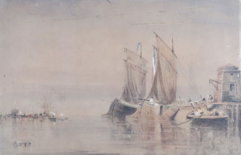 Marina con barche e pescatori