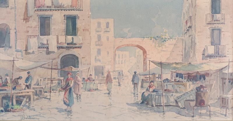 Scorcio di paese con mercato