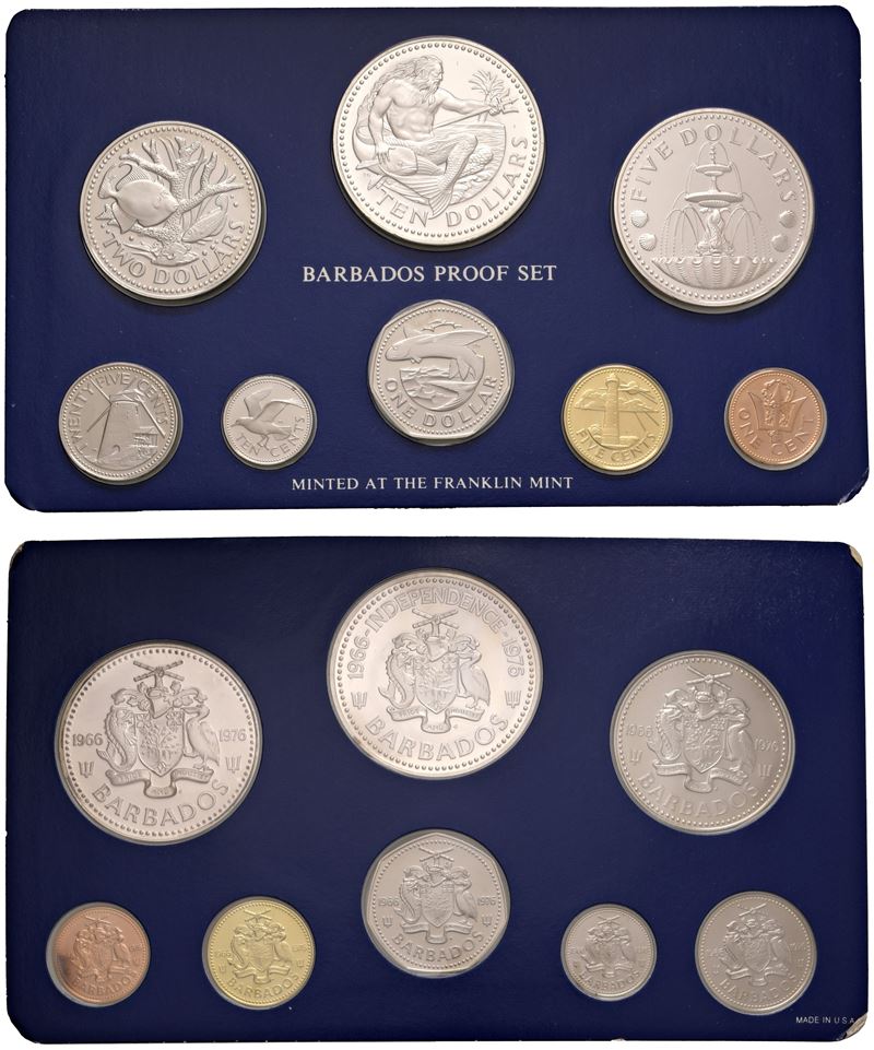 Proof set contenente 8 monete, 1976, Franklin mint.