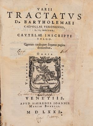 Varii tractatus. cautelae inscripti vulgo. Quorum Catalogum sequens pagina demonstrat
