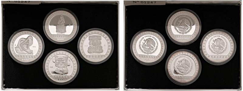 Set di 4 esemplari di 100 Pesos 1992