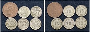 Lotto di 6 monete da 15 soldi e 5 centesimi, Venezia.