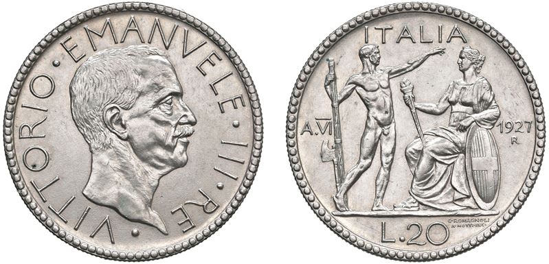 VITTORIO EMANUELE III (1900-1943) - 20 Lire 1927, Roma.