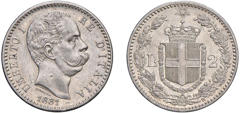UMBERTO I (1878-1900) - 2 Lire 1881, Roma.
