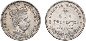 UMBERTO I, Colonia Eritrea (1890-1896) - 1 lira 1890, Roma.