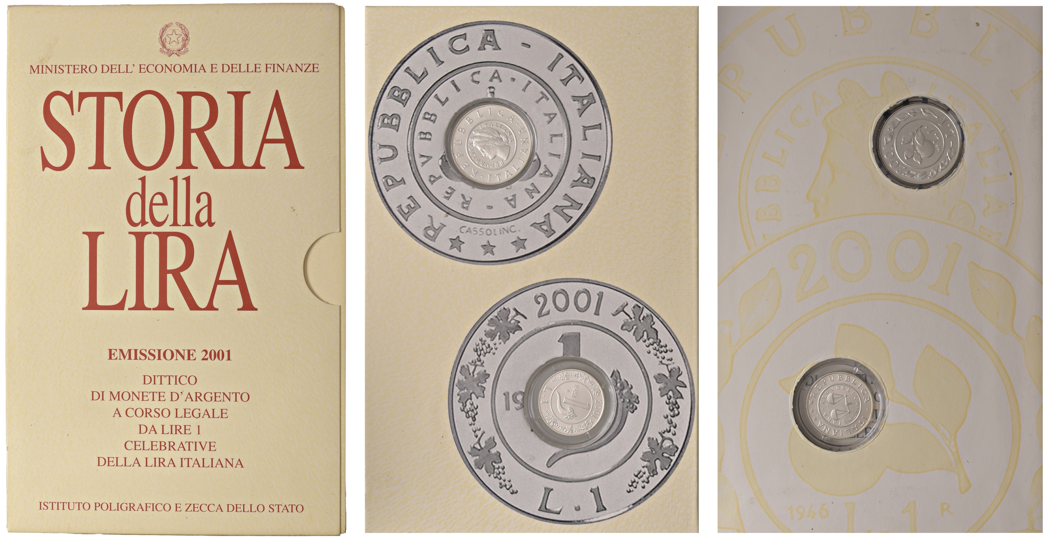 Lotto di tre confezioni dedicate alla "Storia della lira" e "Verso il 2000".