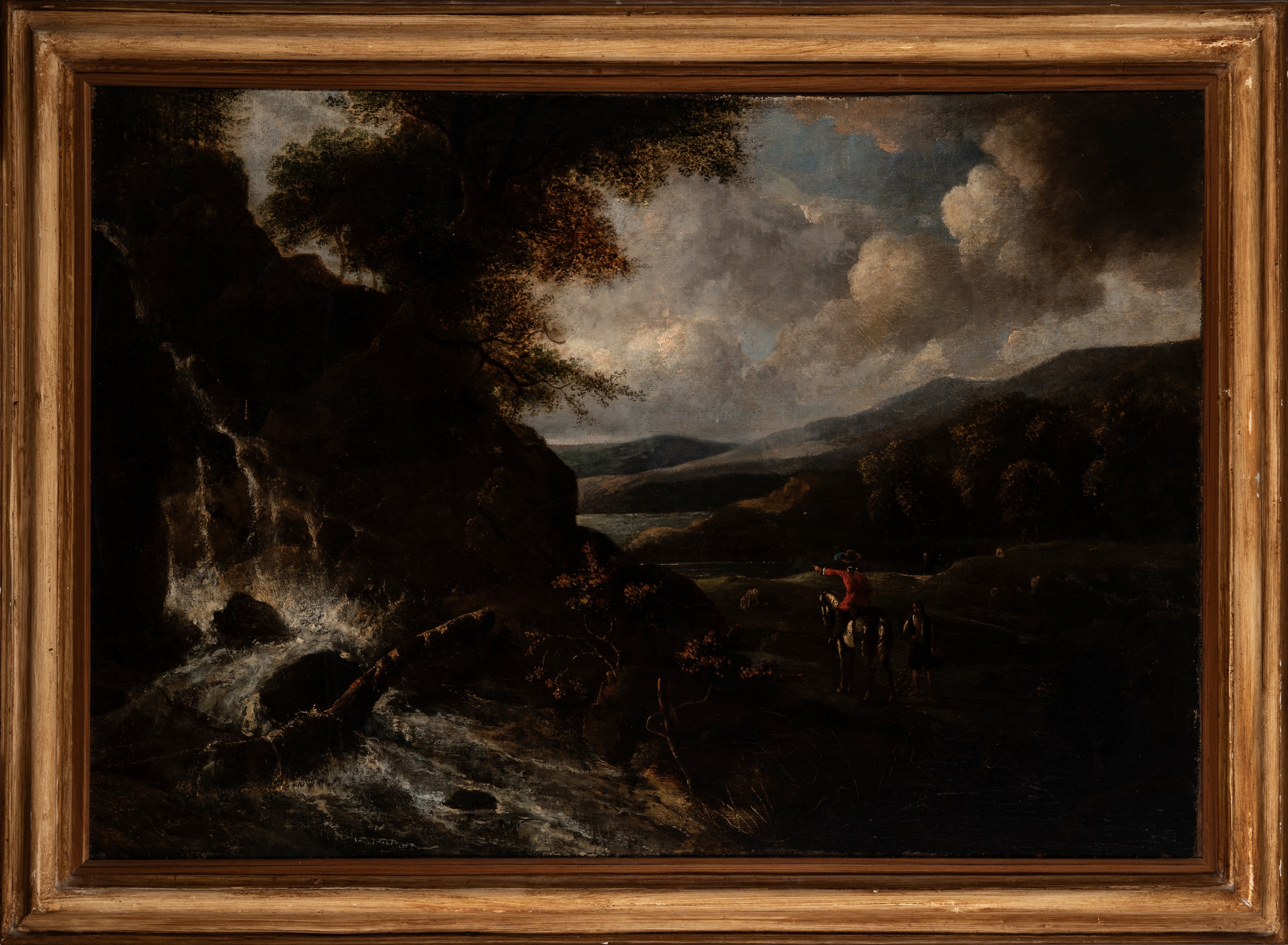 Paesaggio fluviale con viandanti