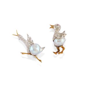 Two ducks brooches