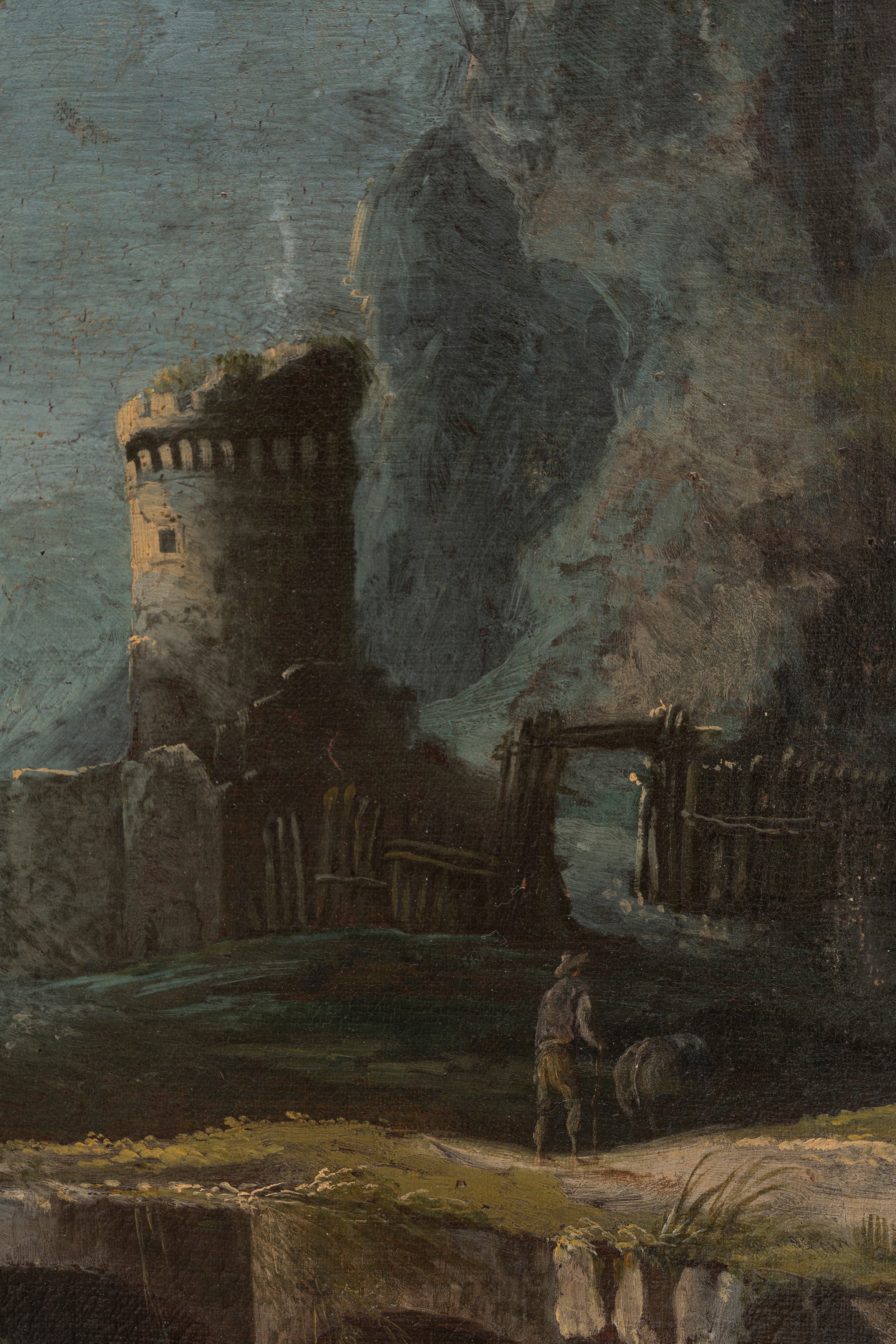Paesaggio costiero con capriccio architettonico