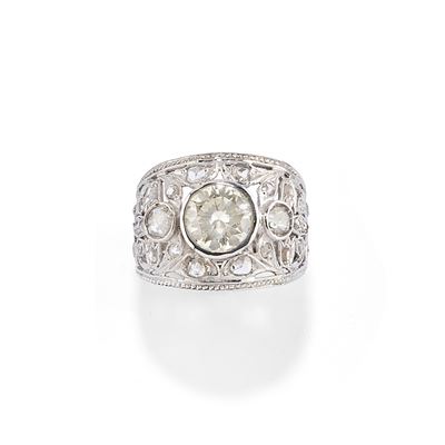 Anello in oro bianco 18k con diamante taglio brillante (ct 2,00)