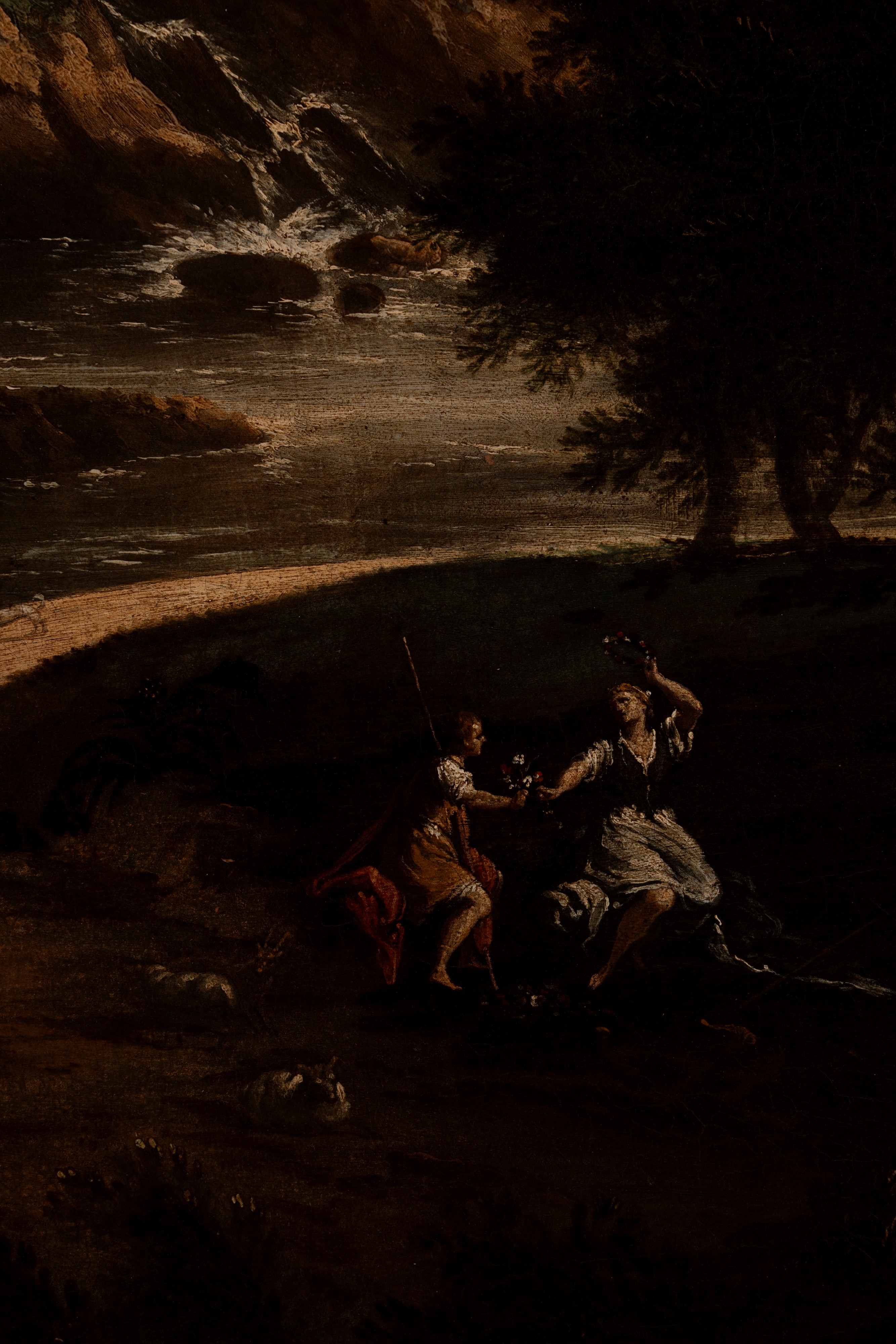 Scuola Veneta, Secolo XVIII - La Primavera, olio su tela ovale