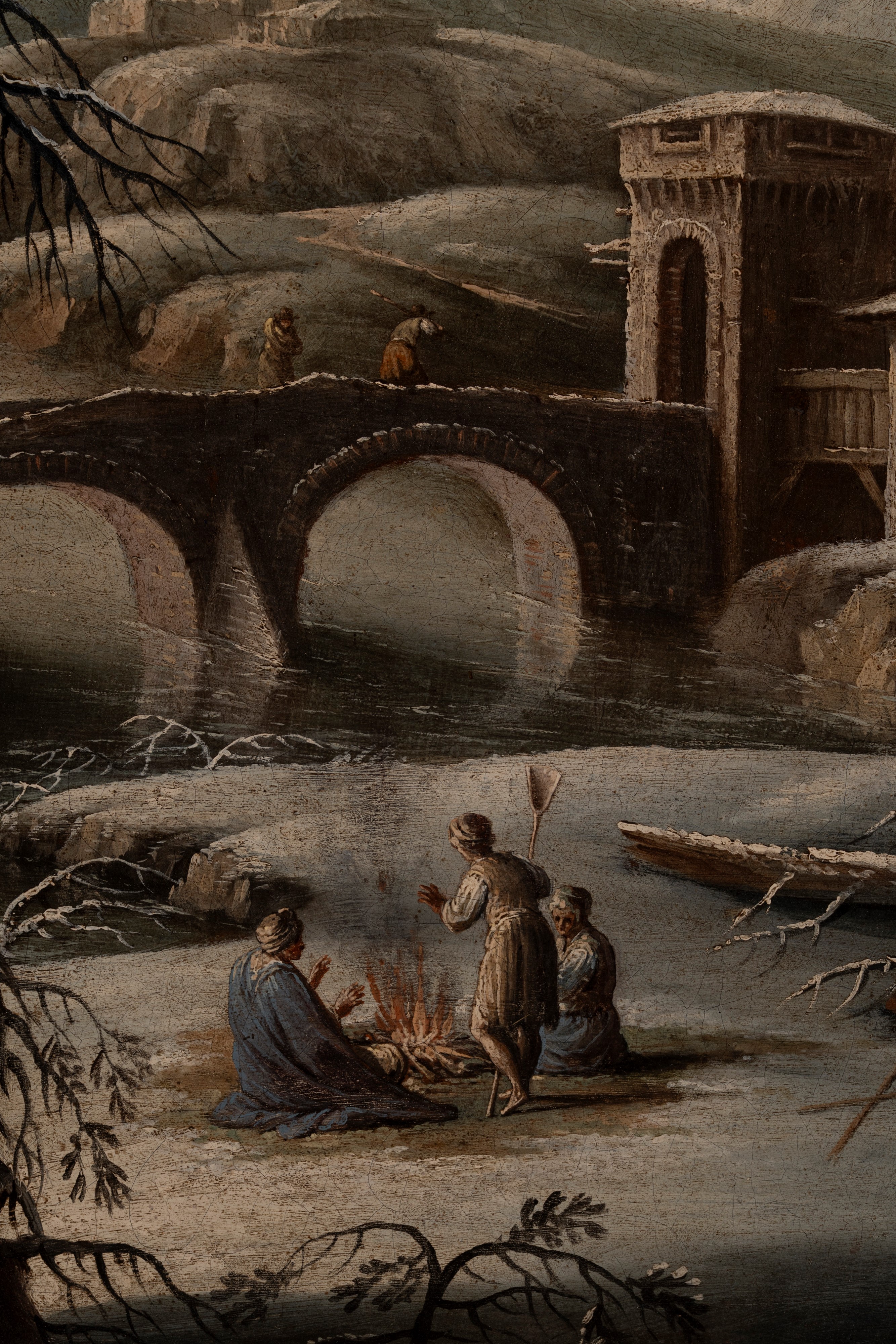 Scuola Veneta, Secolo XVIII - L'Inverno, olio su tela ovale