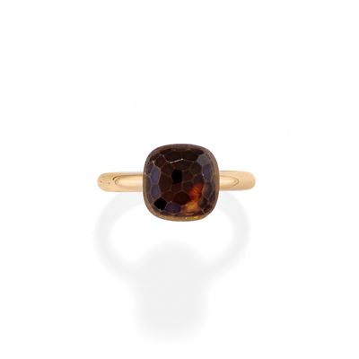 Anello, oro rosa e bianco 18k con prasiolite a taglio a briolette