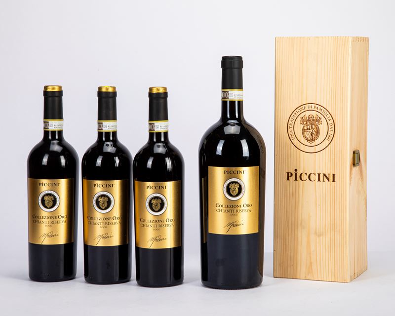 Selezione di chianti riserva piccini, collezione oro (3 BT + 1 MG)