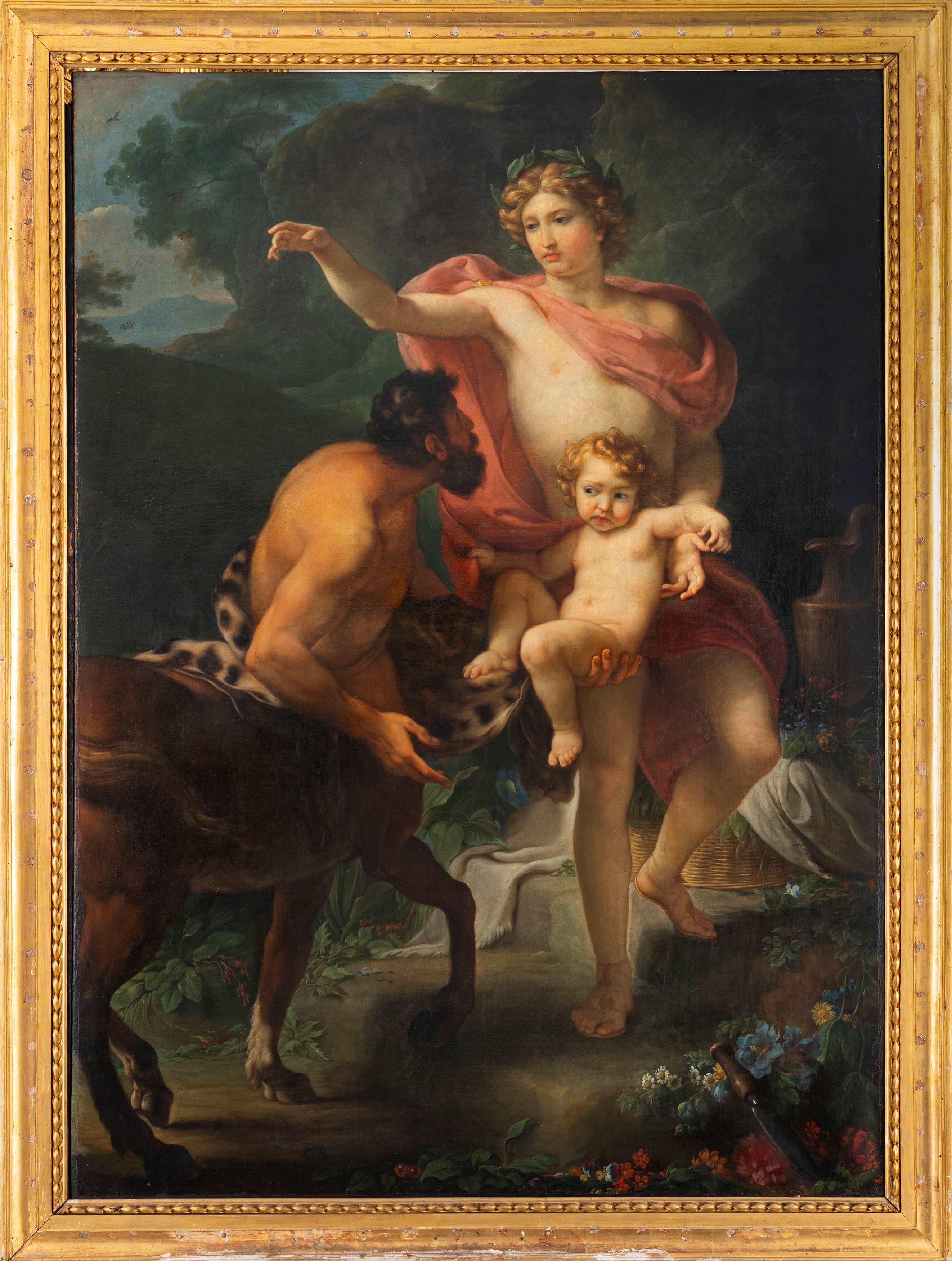 Cristoforo Unterperger - Apollo consegna Esculapio al centauro Chirone, olio su tela