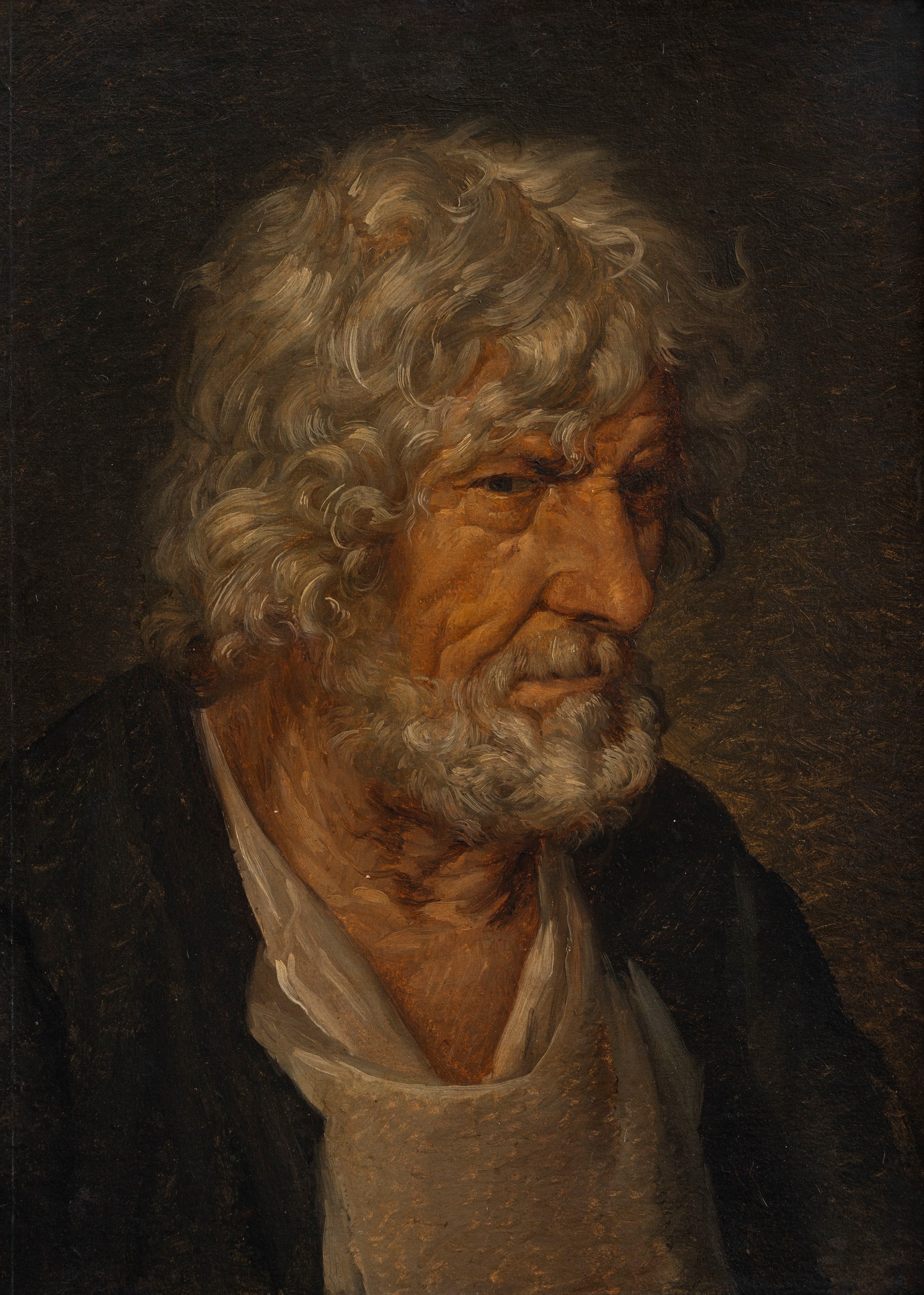 Attribuito ad Angelo Ligari (1801-1885) - Study of an old man with a ...