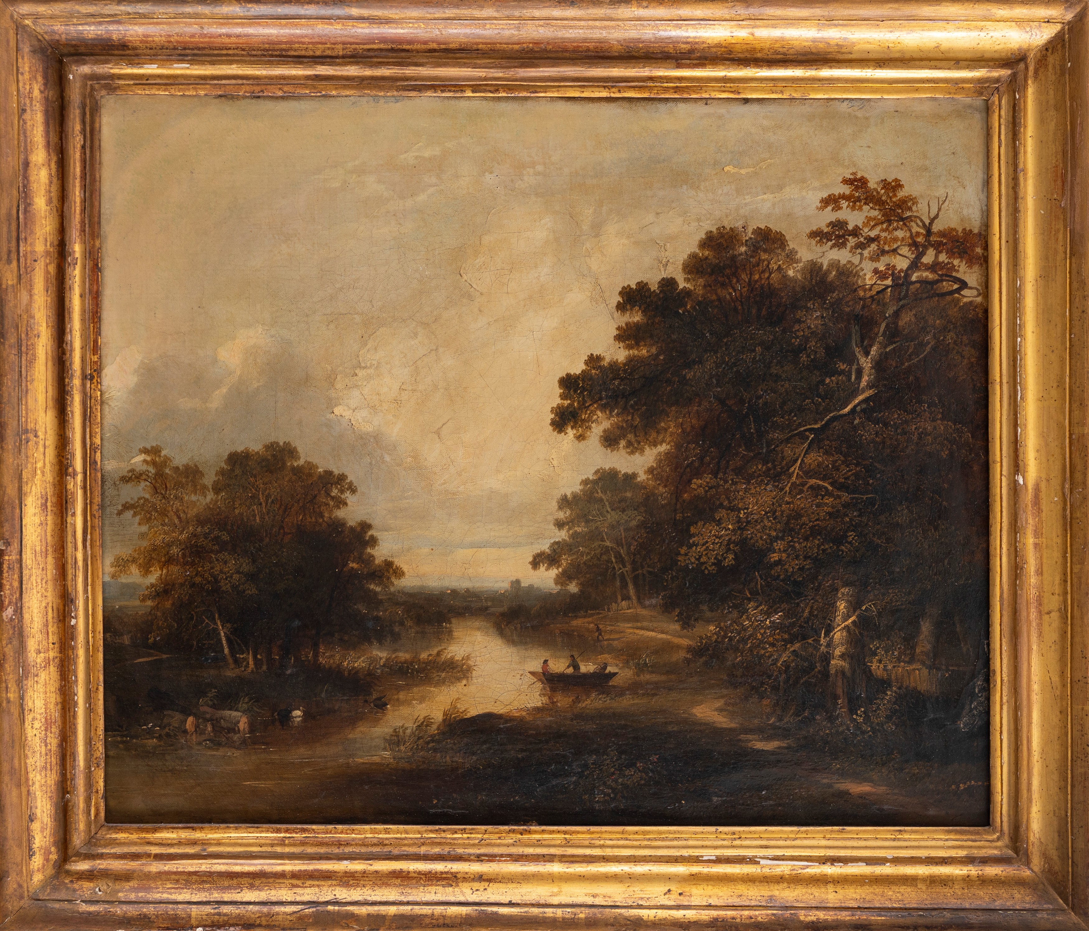 Scuola Inglese, Secolo XIX - Scuola inglese del XIX secolo, Paesaggio boschivo con ruscello e via...