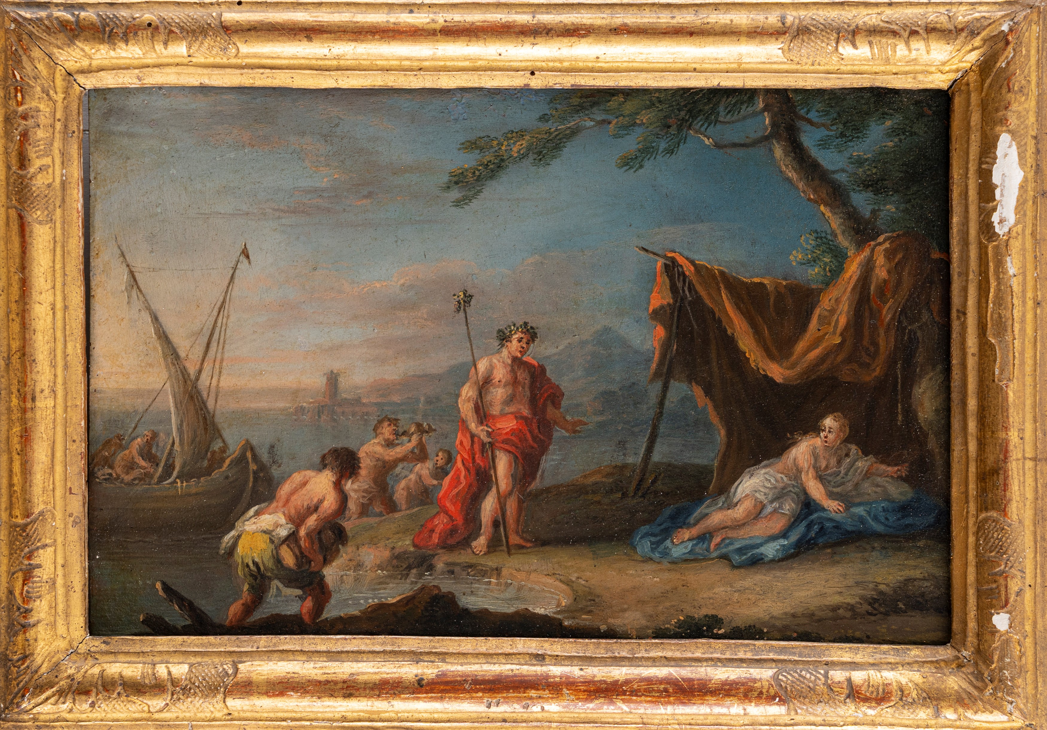 Scuola Veneta, Secolo XVIII - Bacco e Arianna; Mercurio e Argo, coppia di dipinti a olio su rame