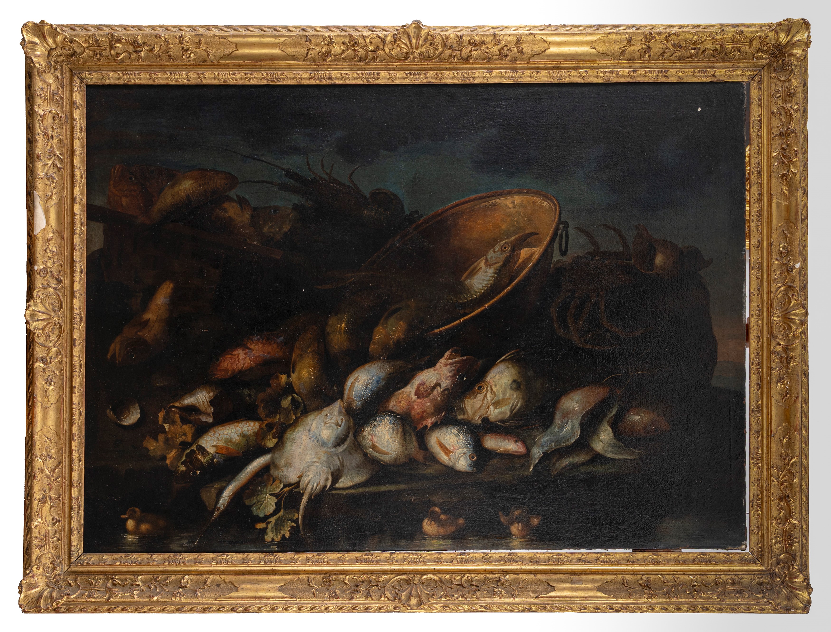 Elena Recco - Trionfo di pescato, olio su tela