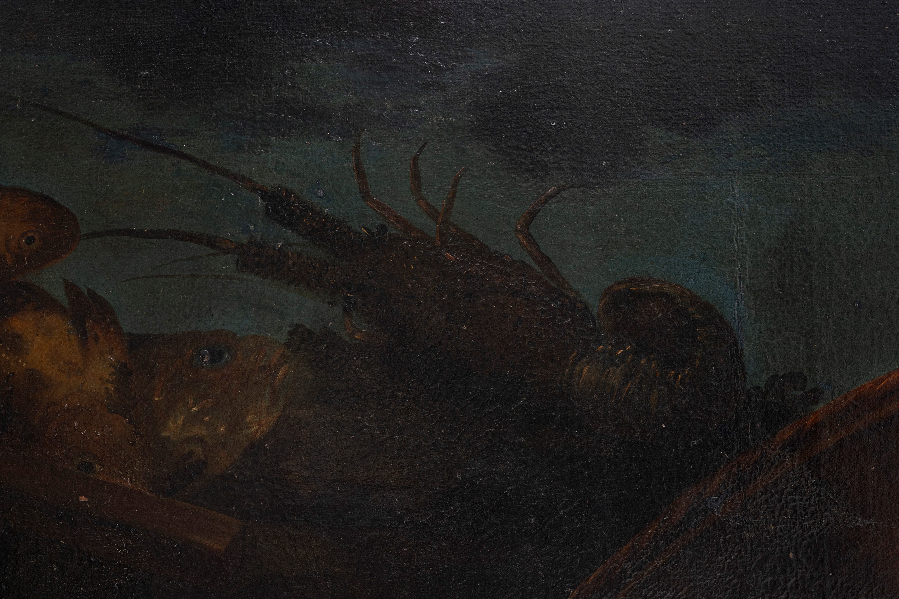 Elena Recco - Trionfo di pescato, olio su tela