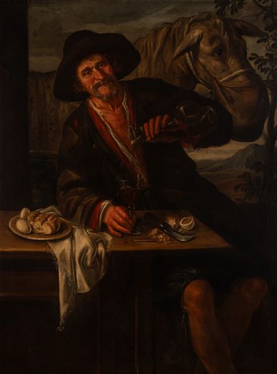 Il bevitore, olio su tela