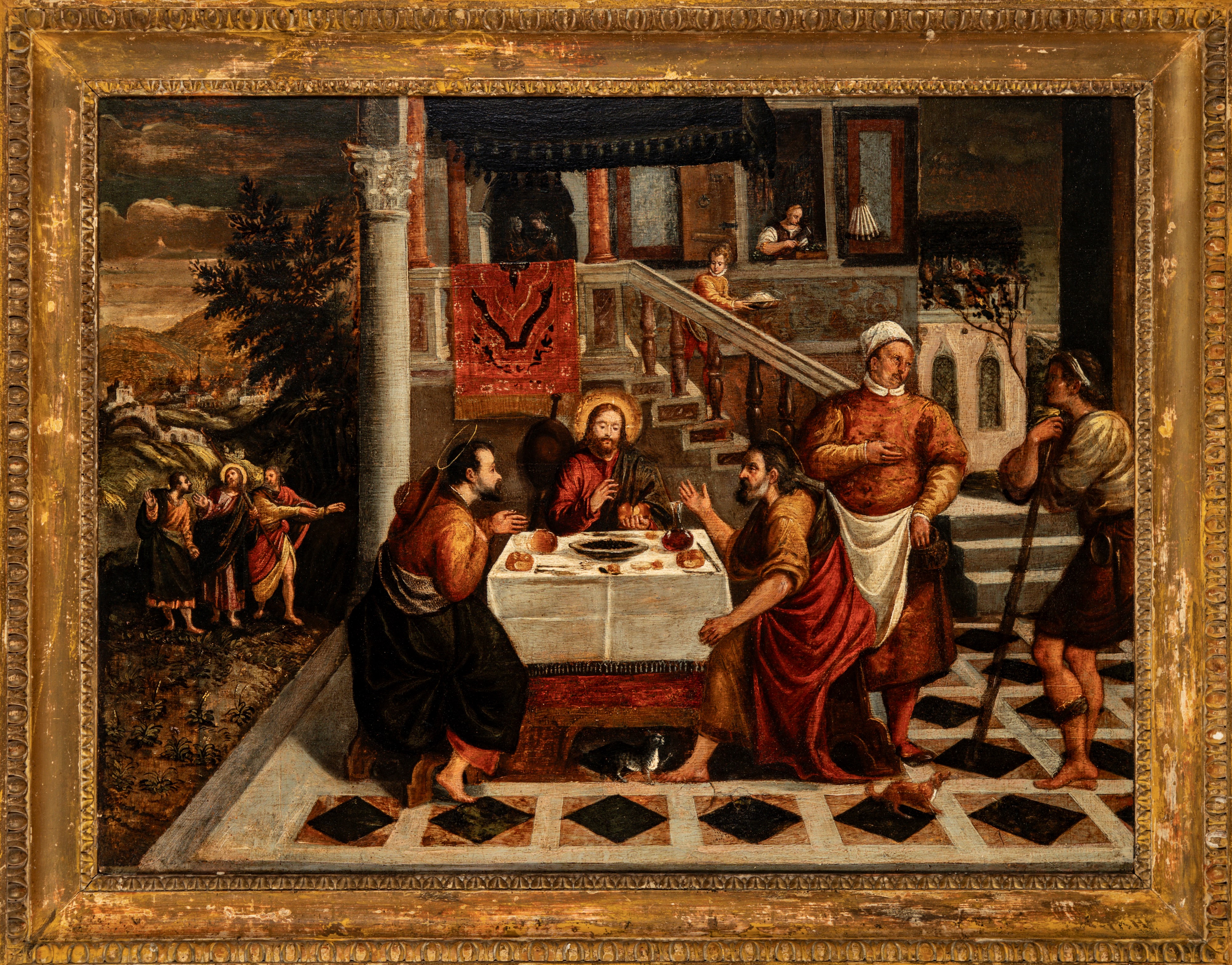Scuola Veneta, Secolo XVI - Scuola veneta, Cena in Emmaus, olio su tavola