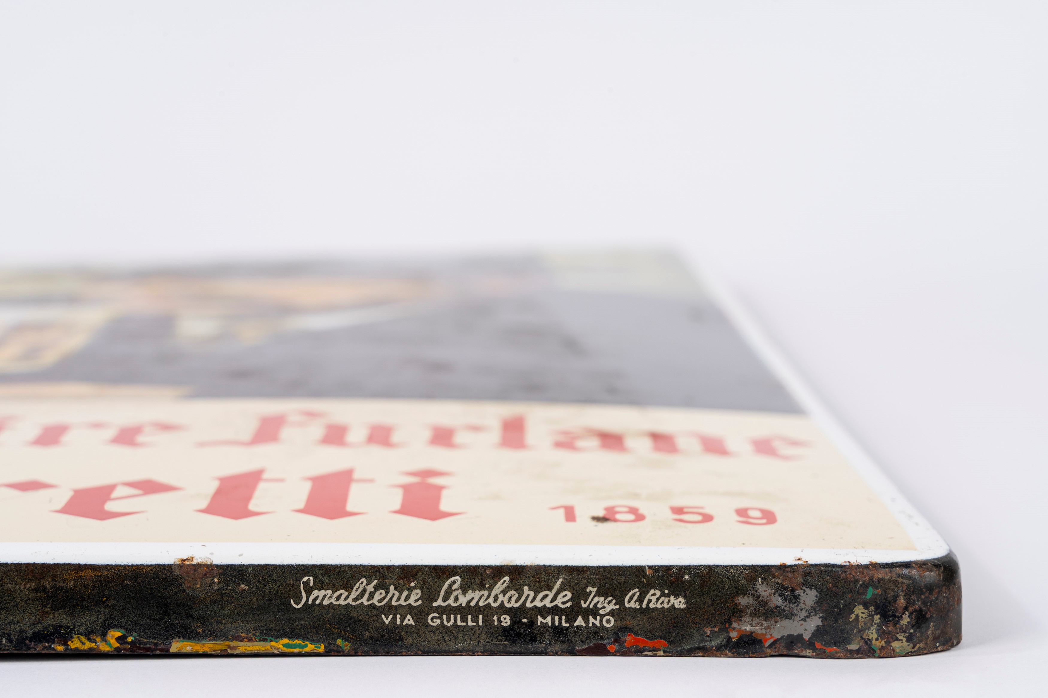 Tabella pubblicitaria, Birra Moretti, lamiera smaltata (anni 1950), 320×490 mm