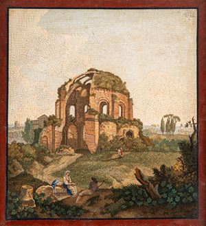 View of the Temple of Minerva Medica with figures in the foreground