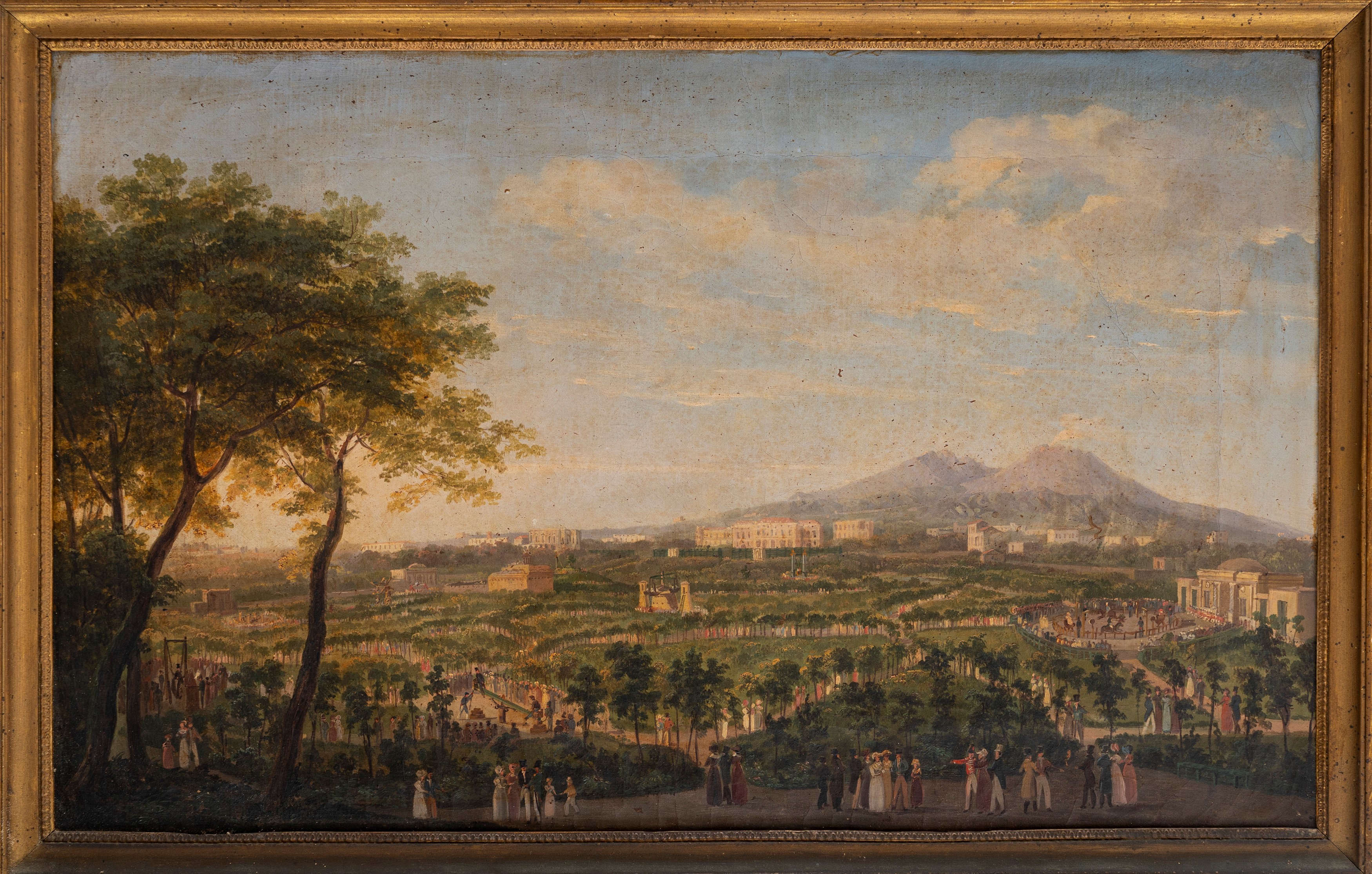 Scuola Napoletana, Secolo XIX - Scuola napoletana, Veduta di Villa La Favorita con Reggia di Port...
