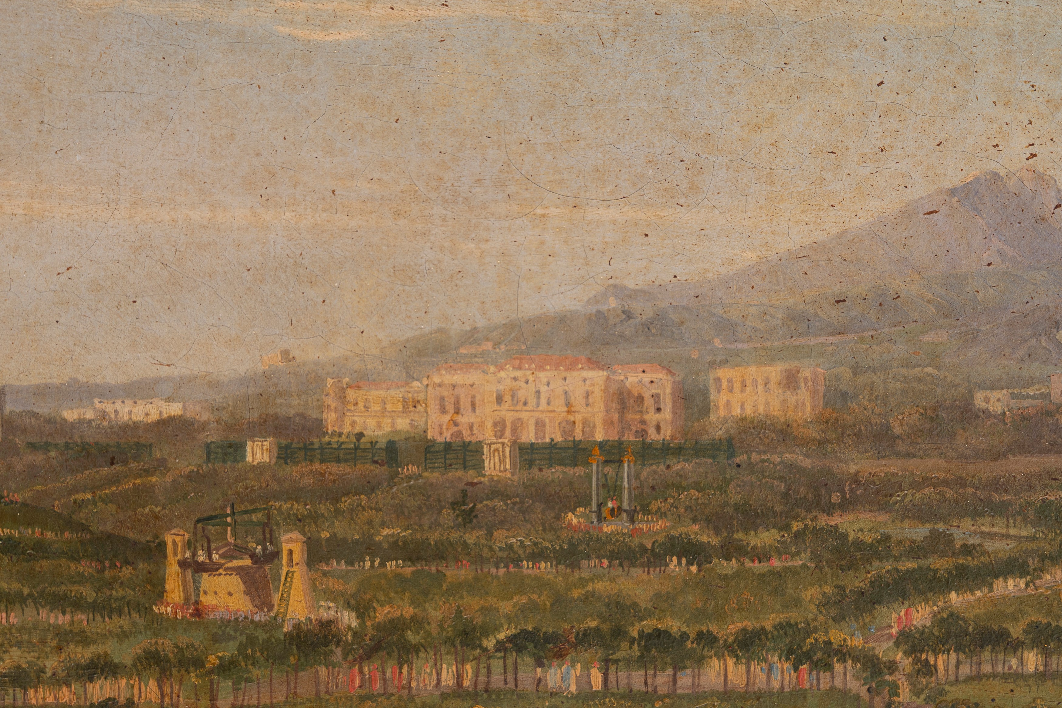 Scuola Napoletana, Secolo XIX - Scuola napoletana, Veduta di Villa La Favorita con Reggia di Port...