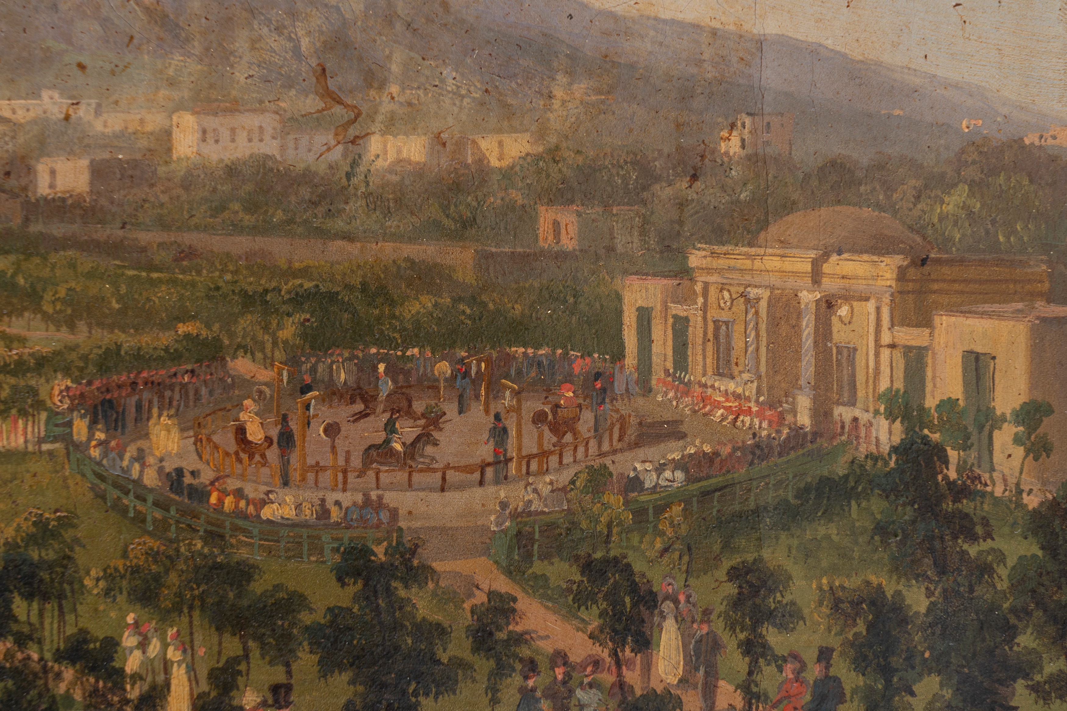 Scuola Napoletana, Secolo XIX - Scuola napoletana, Veduta di Villa La Favorita con Reggia di Port...