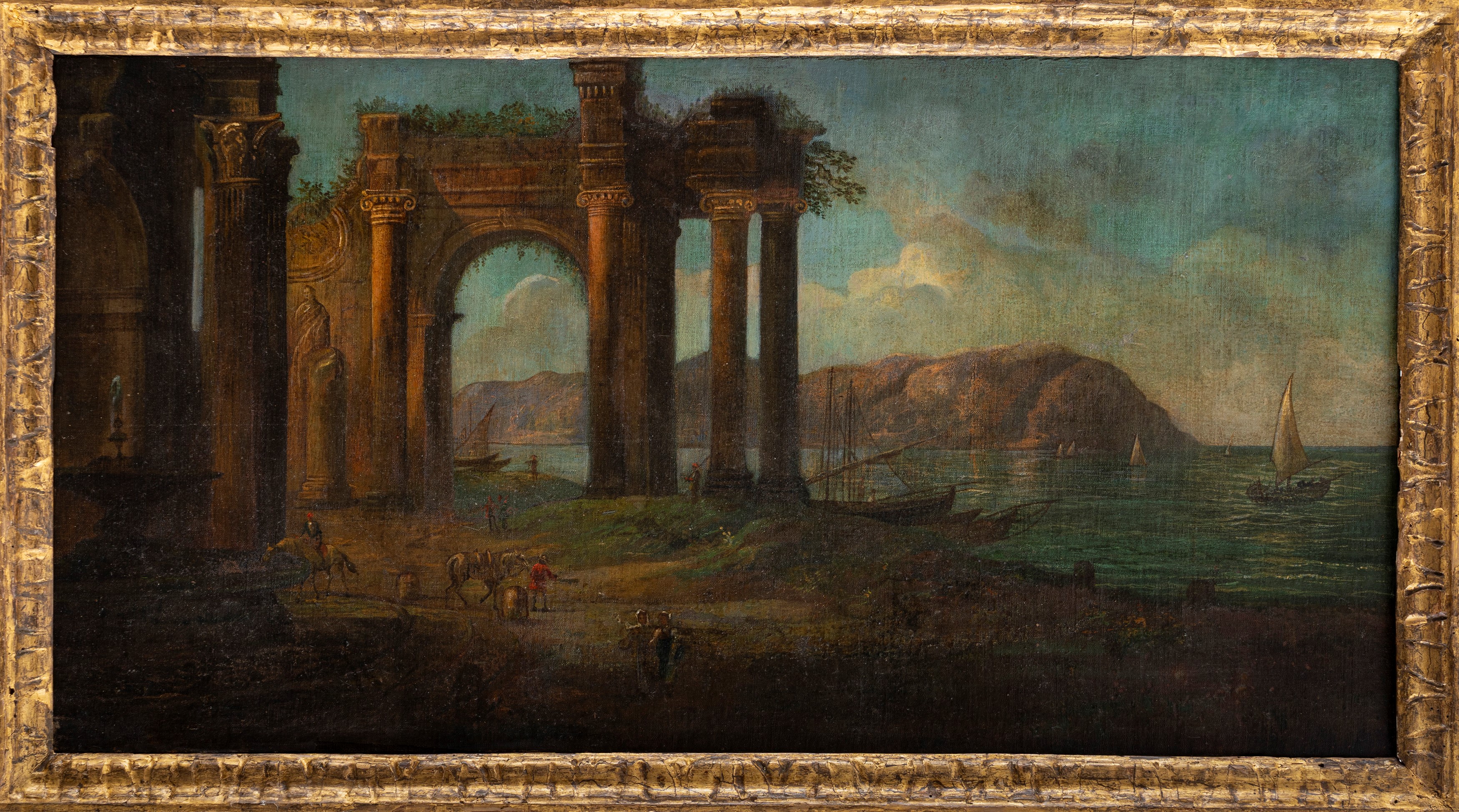 Paesaggio costiero con capriccio architettonico