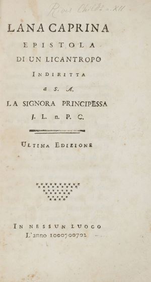 Lana caprina. Epistola di un licantropo indiritta a S.A. la signora principessa J.L. n. P.C.