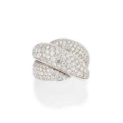 Anello con diamanti in oro bianco 18k