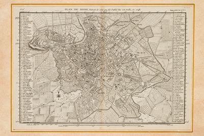 Plan de Rome (pianta di Roma a volo d’uccello), acquaforte, 1769