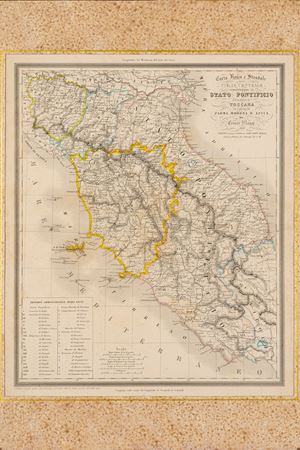 Carta Fisica e Stradale dell'Italia Centrale