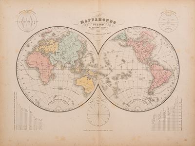 Atlante Universale di Geografia Antica e Moderna, Carta geografica acquerellata incisa (1852)