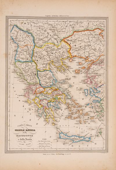 Carta della Grecia antica: Macedonia e Tracia, 1848