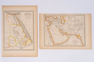 N. 2 geographical maps: EGYPT, NUBIA, ABYSSINIA, DAR-FOUR EL KORDOFAN - MAP OF ANCIENT ASIA at the time of the Persian Empire